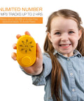 Child holding a yellow Plug And Play MP3 Sound Module For Stuffed Animals With Extended Two Hour Recording Time.