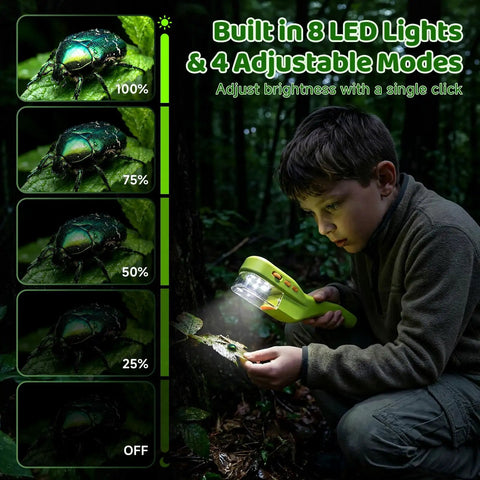 Kids Handheld Digital Microscope For Outdoor STEM Exploration With 2.4 Inch IPS Screen 500X Magnification Ergonomic Grip Photo Video Capture Bonus Tools Science Kit in forest