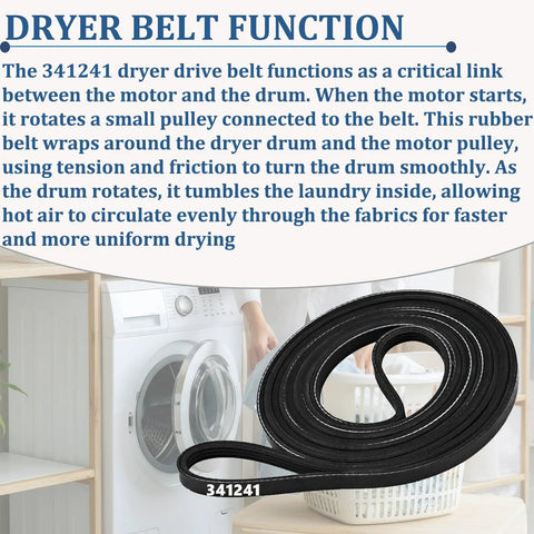 Durable Dryer Drum Belt Replacement For Most Major Dryers Easy Install No Fuss Quick Fix Fits 341241 Replacement Part AP2946843