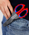 Electricians Shears With Fine Serrated Blades And Integrated Cable Cutter, 160 Mm in plastic belt pouch, pocket view