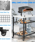Stainless Steel Outdoor Grill Cart With Wheels For A Serious Outdoor Kitchen Setup Heavy Duty Pizza Oven Stand And Three Shelf Prep