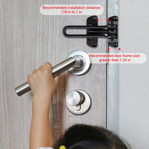 Oil Rubbed Bronze Swing Bar Door Lock Latch For Kids Safety And Home Security Reinforcement Door Guard Clamp installed on door