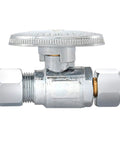 No Sweat Retrofit Angle Stop Valve Featuring Smooth Quarter Turn Operation And Knockout Leak Proof Seals For Lightning Fast Faucet Upgrades And Under Sink Plumbing Projects Chrome Finish Delivers Top Shelf Quality Everyone Loves, shown from the side.