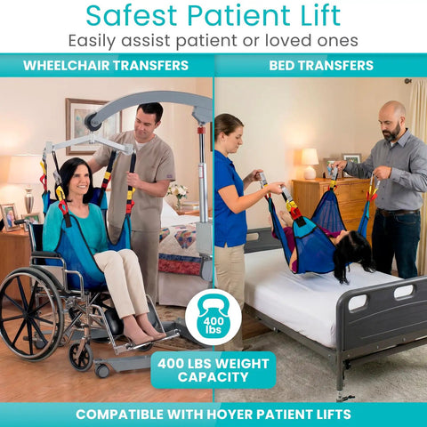 Vive Light Transfer Sling For Showering And Home Care, durable mesh patient lift for wheelchair and bed transfers.