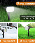 Solar Spot Lights Outdoor 6 Pack 65 LED Garden Pathway Lights IP68 Waterproof Walkway Yard Driveway 3 Modes Cool White lighting