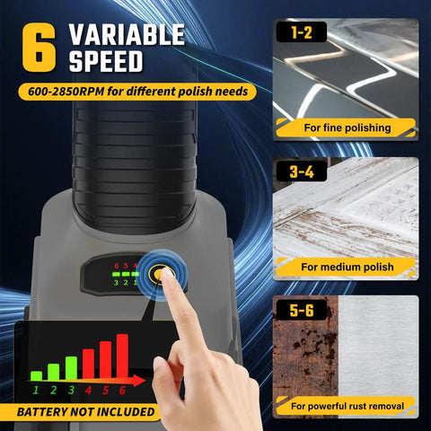 Cordless Burnishing Polishing Tool For DeWalt 20V Max Battery Not Included Tool Only With 6 Variable Speeds control panel