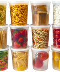 12 stackable 32 Oz deli style food storage containers with lids pack of 24 for grab and go takeout and meal prep leak proof.