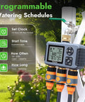 Water Timer With Brass Inlet For Outdoor Hose 3 Independent Zones Auto Manual Rain Delay IPX5 Waterproof Sprinkler Controller for yard.