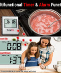 Large LCD Digital Meat Thermometer For Smoker, Oven, Kitchen And BBQ Grill with stainless steel probe showing 76°F.
