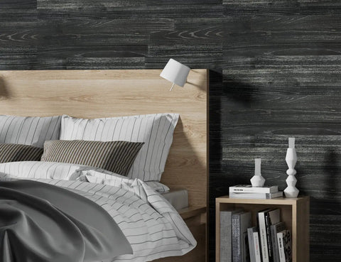 Real Rustic Wall Planks For Interior Decor With DIY Peel And Stick Installation, 12 Sheets Covering About 14.5 Sq Ft, Rustic Black Wood Panels For Accent Walls, Easy Mount And Cleanable Finish