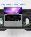 Small Mouse Pad 6 x 7 Inch Irregular Mini Pad With Non Slip Rubber Base Waterproof Compact Mouse Mat For Laptop, Wireless Mouse, Keyboard, Home Office Or Travel On The Go Midnight Flowers shown with laptop and phone