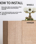 How to install heavy duty sliding door rollers with wheels and hanger on wooden track, Gold 3/4 Inch Pocket Door Wheels Replacement Kit.