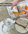 500G Busted Driveway Rescue High Flex Self Leveling Concrete Crack Filler shown in hand filling a concrete crack before use.