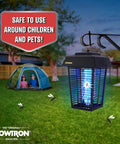 Outdoor Bug Zapper For 1 Acre Coverage With Powerful 40W Bulb And 5600V Instant Kill Grid in use near tent in yard