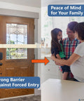 Two Pack Heavy Duty Beefy 2x4 U Bracket Door Brace Reinforcement Plates With Screws installed on front door for safety