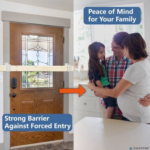 Two Pack Heavy Duty Beefy 2x4 U Bracket Door Brace Reinforcement Plates With Screws installed on front door for safety