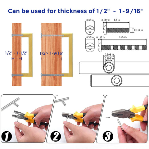 30 Pack 5 Inch Stainless Steel Cabinet Handles Square Cabinet Pulls Brushed Brass Hardware installation guide