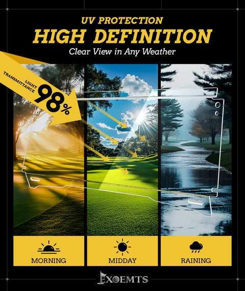 Solid Rider EZGO TXT Golf Cart Windshield For 1995 To 2013 Gas And Electric Models shown with UV protection and clear views.