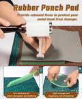 Close-up of 5 Piece Leather Punch Pad Set With A4 A5 Self Healing Cutting Mats showing usage with cutting tool