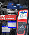 AL519 Enhanced OBD2 Scanner Car Diagnostic Tool with Check Engine Code Reader displaying DTC codes on screen.