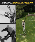 Person using 2-In-1 Cordless Pole Saw And 6 Inch Chainsaw With 3.0Ah Battery, Brushless Motor, Extendable 15-Foot Reach for pruning