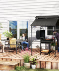 Hardtop Grill Gazebo For Outdoor Cooking With Double Roof 8 Ft By 5 Ft BBQ Canopy Two Side Shelves And Ten Hooks Weatherproof Patio