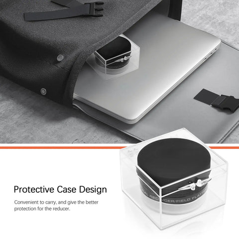 Focal Reducer F6.3 For SCT Telescopes in protective case beside laptop