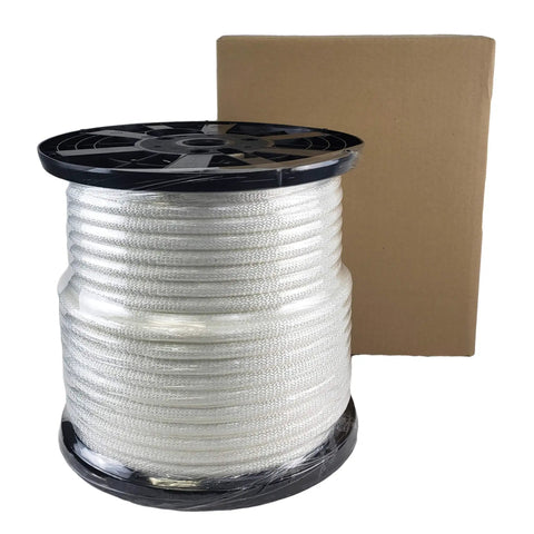 Half Inch White Polyester Rope On A 250 Ft Spool, Solid Braid Dacron Multipurpose Utility Rope with Cardboard Box