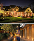 Low Voltage LED Well Lights 6 Pack 12W Anti Glare Grated Top Outdoor Ground Lights 3000K Waterproof showcasing house and path