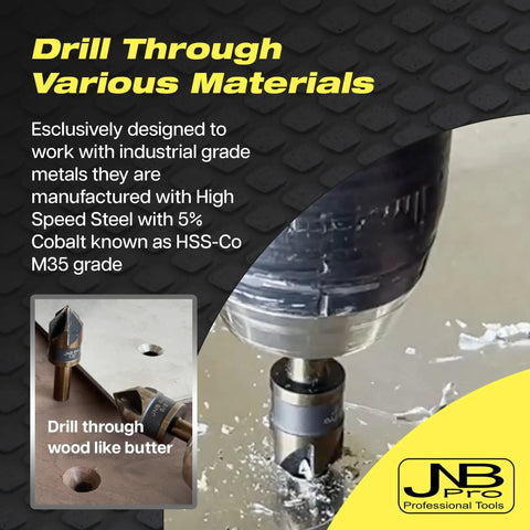 Pro Grade Heavy Duty Countersink Bit Set For Steel With Five Flute 82 Degree M35 Cobalt HSS drilling metal surface