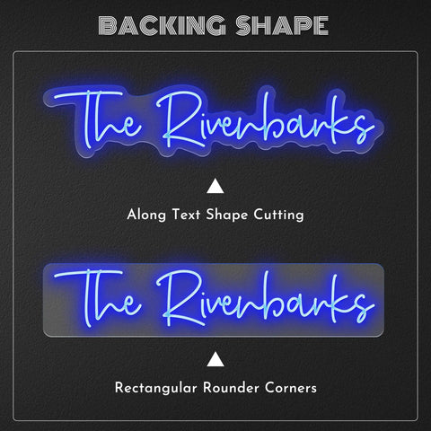 Custom Neon Signs For Wall Decor Personalize Large LED Neon Light Signs With Your Name Or Logo Lit For Weddings Bars Businesses Bedrooms Parties And Ready To Hang For Instant Vibe, showing along text shape cutting and rectangular rounder corners design options.