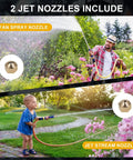 Man and child using High Pressure Hose Nozzle With Dual Nozzles Power Washer Wand for garden cleaning with fan and jet sprays