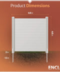 Premium White Vinyl Privacy Screen Panels 4ft High By 4ft Wide Two Panels No Dig Outdoor Privacy Fence front view with dimensions.