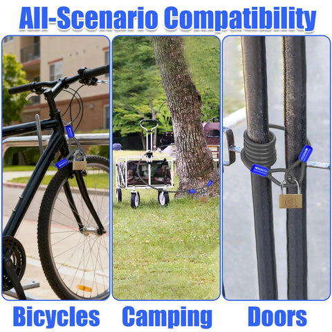 Heavy Duty Security Cable With Loops Five Sixteenths Inch Cut Resistant Waterproof Gear securing bike, cart, and gate