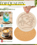12 Pcs Wooden Coasters Craft Kit Paint Your Own Coaster Set With Landscape Prints For Adults And Beginners Diy Coaster Kit Mandala Art Supplies With Cork Pads Acrylic Paint 12 Colors 2 Brushes And Palette, wooden coaster with landscape cutout and cork pad, vibrant drink and coffee images showcasing cold and heat resistance, shown in a top quality design.