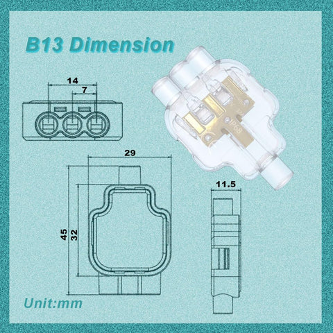 Rugged Waterproof Wire Connectors Plug And Play Insert IP68 Moisture Guard Weatherproof Single Core Cable Junction Box dimensions
