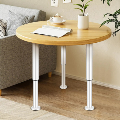Round table with 4 Piece Adjustable Cabinet Legs Steel Telescopic Furniture Feet With Floor Protection For Tables And Beds