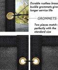 Privacy Screen For Fences 6 Ft By 50 Ft Heavy Duty Shade Cover With Brass Grommets Black Outdoor Back Yard Customizable Weather Resistant HDPE For Superior Privacy And UV Sun Shield Built Tough To Last showing brass grommets detail.