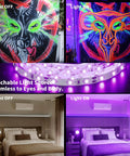 66 Foot Black Light Strips With Remote Control Dimmable Flexible Fluorescent Tape Lights 1200 LEDs showing on/off effects