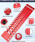Thread Checker Kit For Bolts And Nuts With 42 Size Gauge, 19 Standard And 15 Metric Thread Gauges, Identibolt Drill Bit Gauge