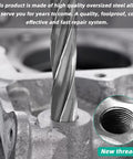 Close-up of Ford Triton 3 Valve Spark Plug Thread Repair Insert Installer Kit M16x1.5 tool threading a metal cylinder head.