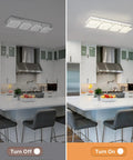 Rectangular Flush Mount LED Ceiling Light Fixture 24 Inch Long Crystal Dimmable for kitchen before and after lighting