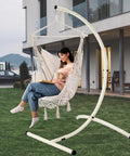 Built To Last Hammock Chair Stand For Indoor And Outdoor Use Heavy Duty Steel C Stand With White Finish Supports Up To 350 Lbs