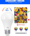 Image showing 10W LED Light Bulbs 60W Equivalent A19 E26 Dimmable 800 Lumens Daylight White 5000K with color rendering index chart