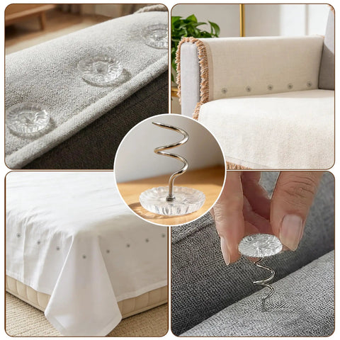 200 Piece Heavy Duty Transparent Plastic Spiral Bed Skirt Pins And Furniture Fabric Holders With Killer Grip and No Fuss Setup for Upholstery Jobs and Total Home Refresh Vibe in various applications.