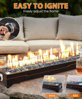 Tabletop Propane Fire Pit 50k BTU For Patio And Camping 36 Inch Long Fire Pit Table With Glass Wind Guard And Flame Control