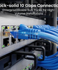 Ultra Fast Cat6 Ethernet Patch Cables 24-Pack, 6 Ft Blue Snagless 24AWG UTP in server setup, gold-plated RJ45 connectors