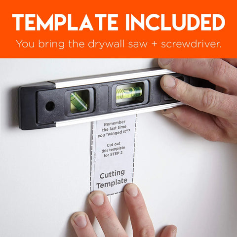 In Wall Cable Hider Kit 2 Pack Single Gang Pass Through With Drywall Brackets Conceals Up To 8 Low Voltage Cables Fast Easy Install With Cutting Template DIY Cable Management template with level tool