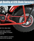 40T Sprocket 420 Chain Kit for Coleman and Predator mini bikes with red chain on rear wheel frame