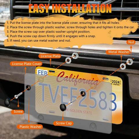 Two Pack License Plate Cover Protector For American Cars, Tough As Nails Polycarbonate Shield With Smoke Gray Finish installation guide
